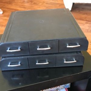 Set of Two Black Plastic Monitor Stands/Desk Organizers